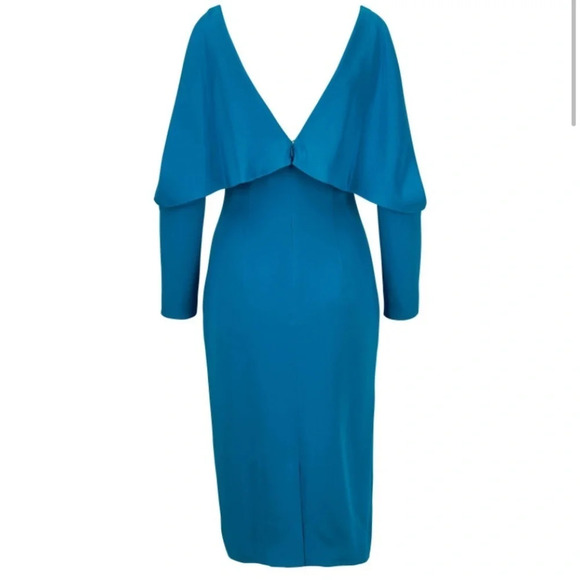 Cushnie deep v contessa cerulean 100% silk dress size 6 - Picture 2 of 10